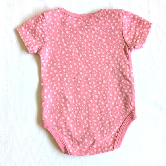 rabbit + bear organic cotton dusty pink spotted bodysuit diaper shirt 6-9 months - Picture 6 of 6